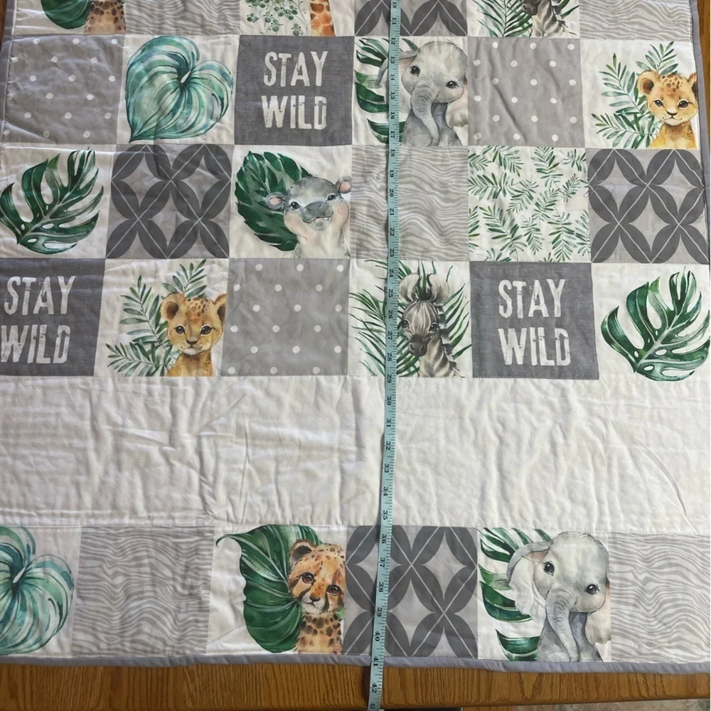 New Baby Patchwork Wild Animals Handmade Quilt 41x35